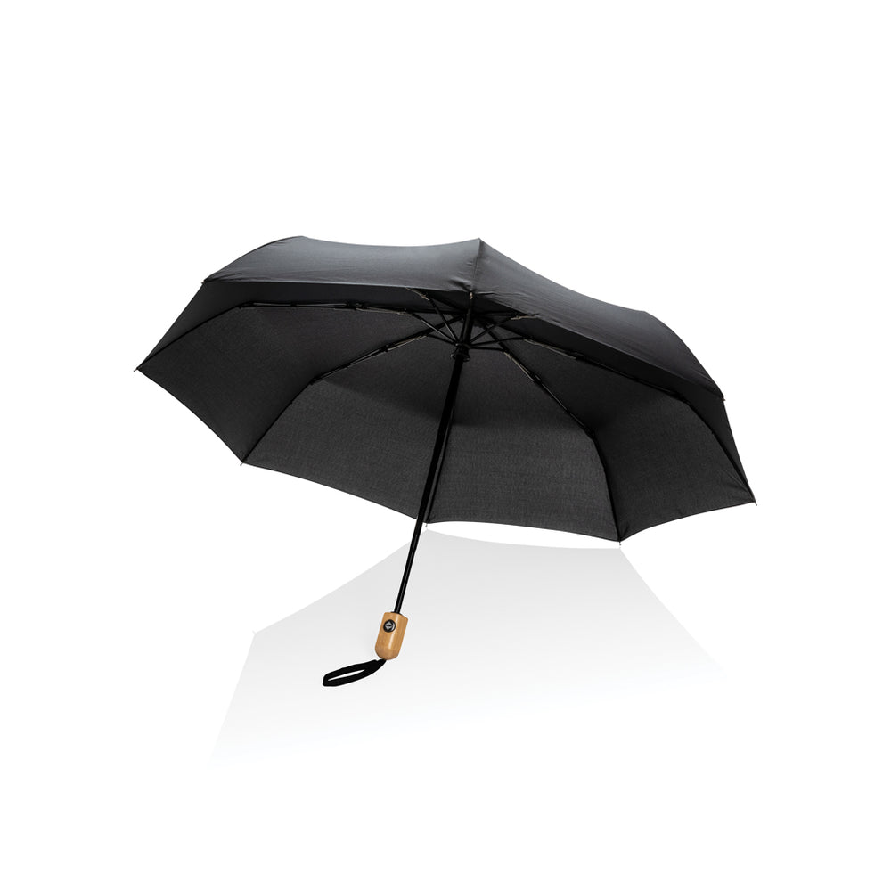 Branded 21" Impact AWARE™ RPET 190T bamboo auto open/close umbrella