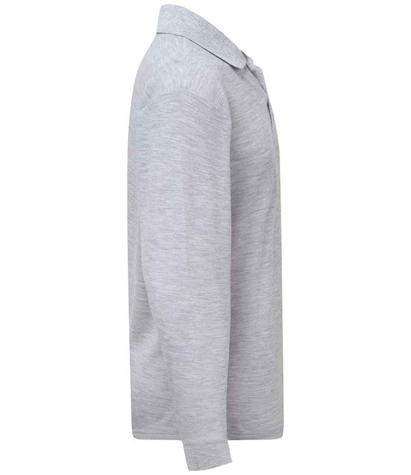 Fruit of the Loom Kids Long Sleeve Poly/Cotton Piqué Polo Shirt Heather Grey