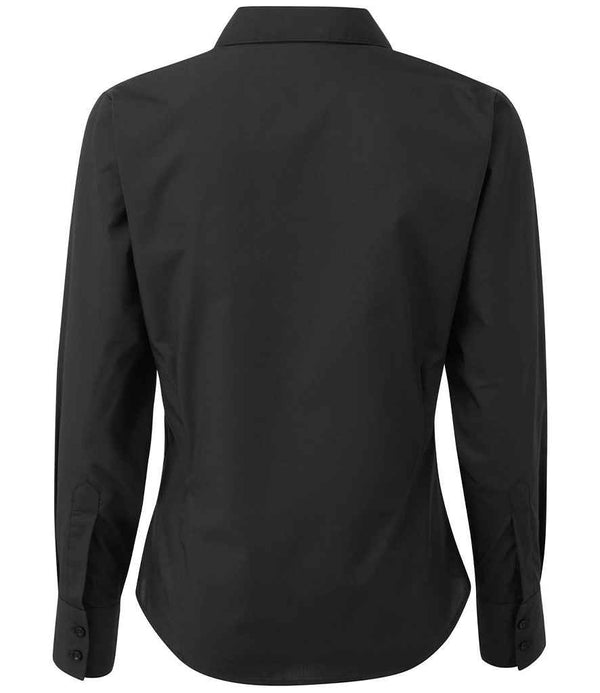 Premier Ladies Long Sleeve Poplin Blouse Black