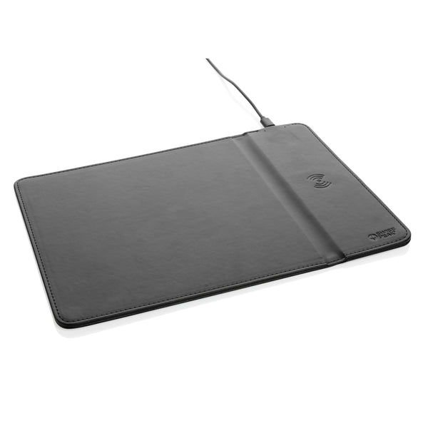 Branded Swiss Peak RCS recycled PU 10W wireless charging mousepad