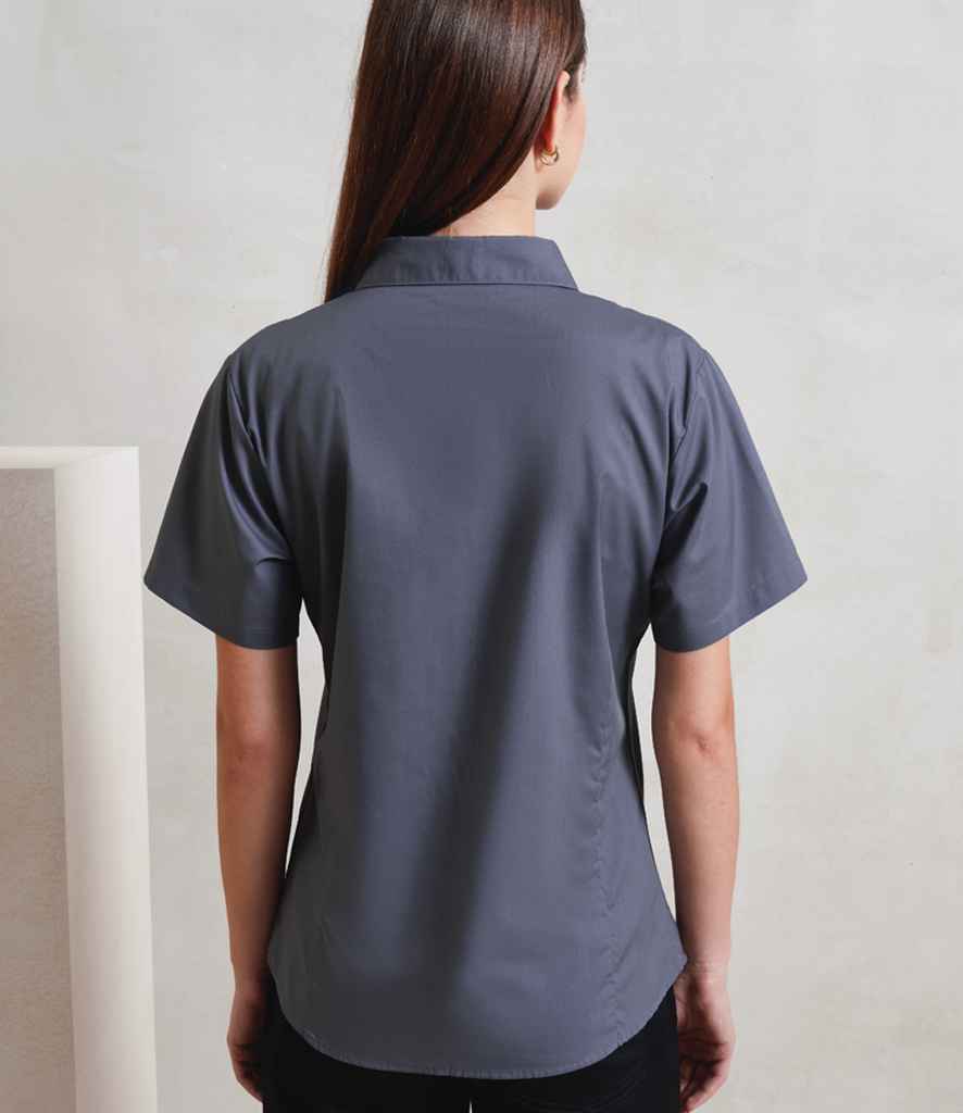 Premier Ladies Short Sleeve Poplin Blouse Steel