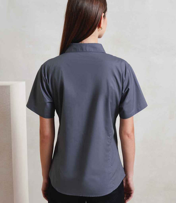Premier Ladies Short Sleeve Poplin Blouse Steel
