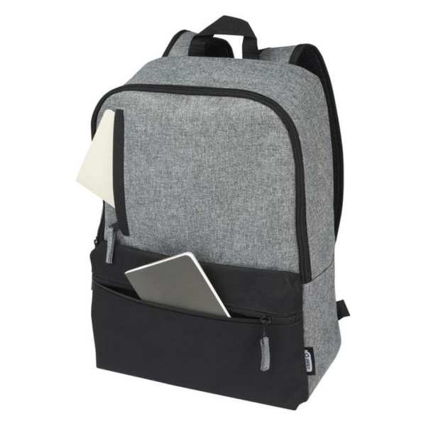 Branded Reclaim 15" GRS recycled two-tone laptop backpack 14L