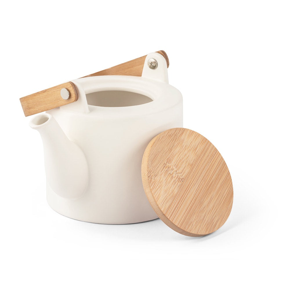 GLOGG. 700 mL ceramic teapot with bamboo lid