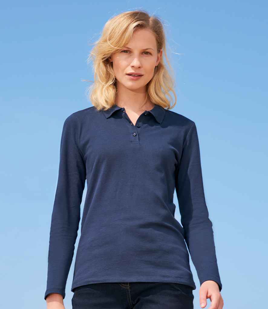 Branded SOL'S Ladies Perfect Long Sleeve Piqué Polo Shirt