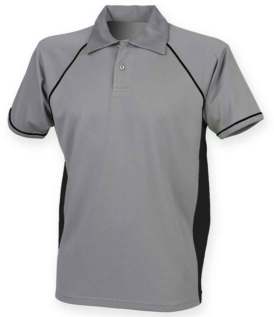Finden + Hales Performance Piped Polo Shirt Grey/Black