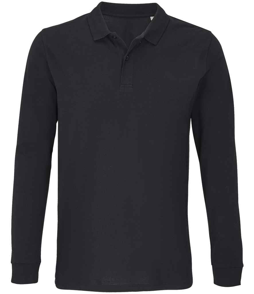 SOL'S Unisex Planet Long Sleeve Piqué Polo Shirt Black
