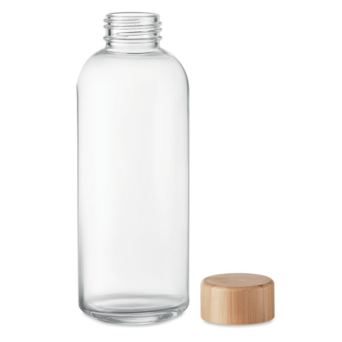 Branded Glass bottle 650ml, bamboo lid