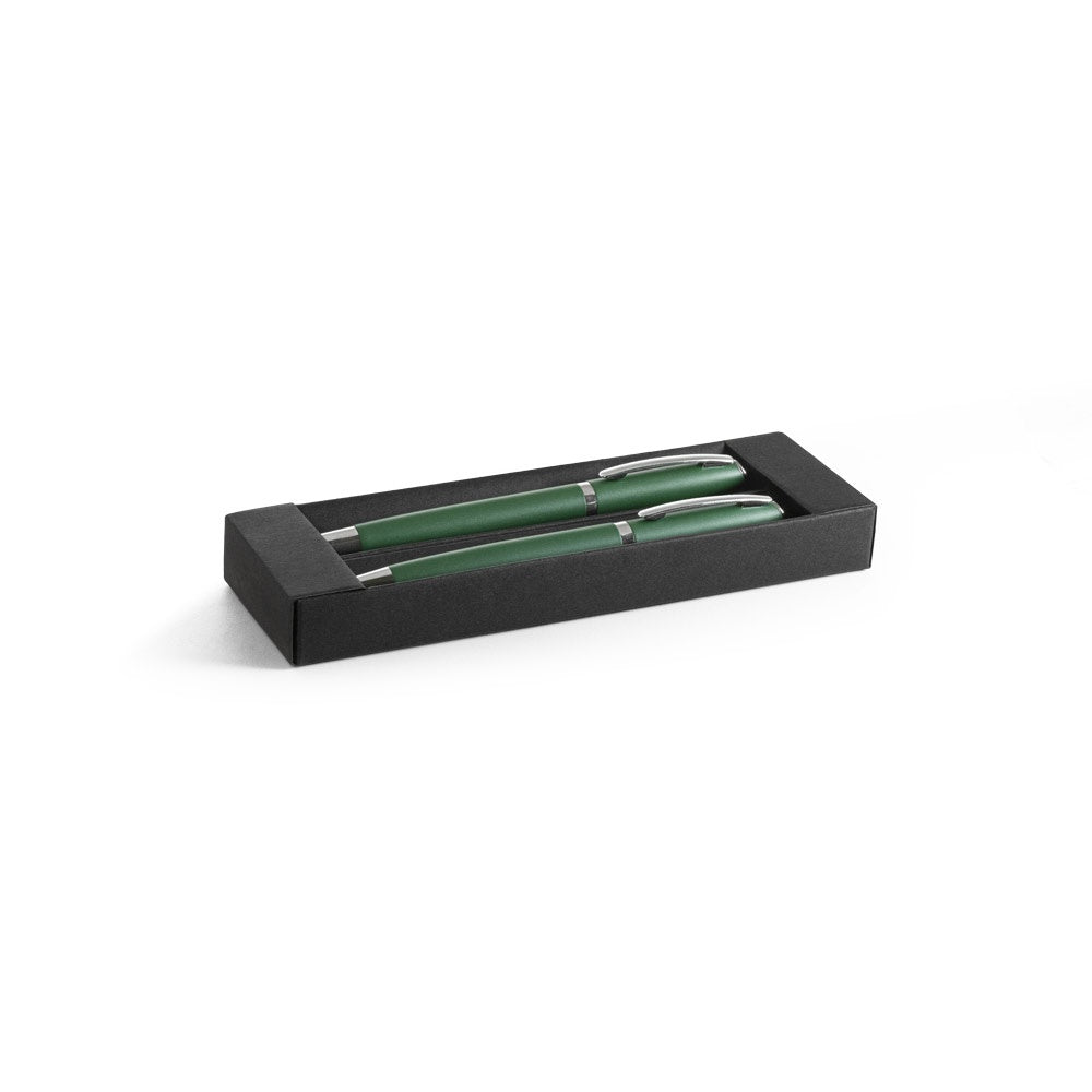 RE-LANDO-SET. Roller and ball pen set with 100% recycled aluminium body