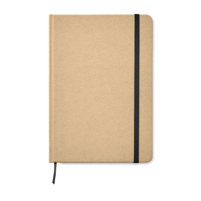 Branded A5 recycled notebook 80 lined with elastic strap