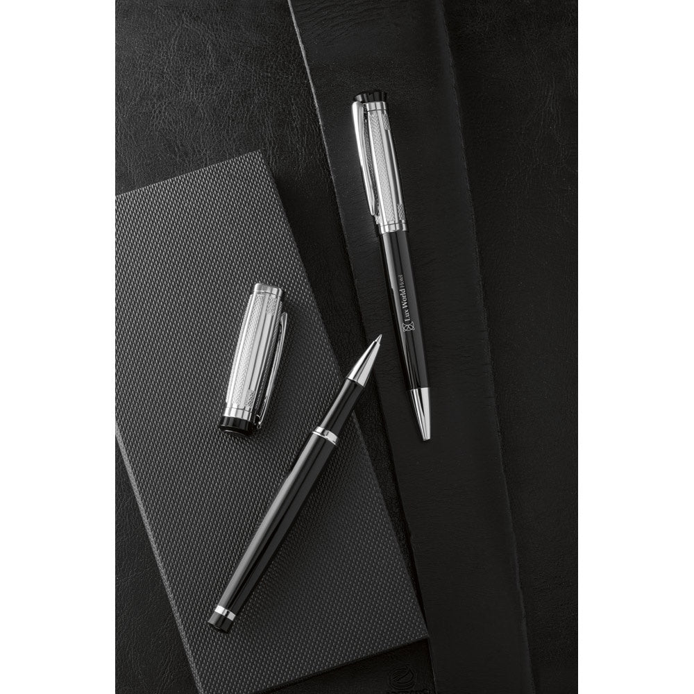 ORLANDO. Metal Rollerball and ballpoint pen set with clip