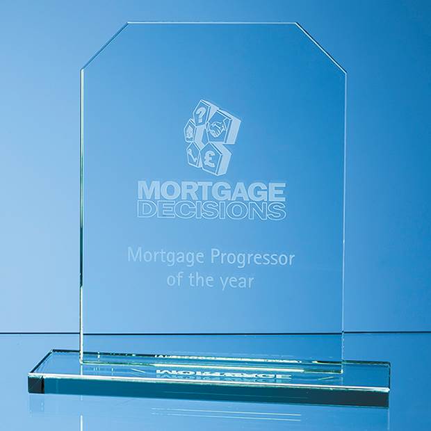 Branded 15cm x 10cm x 12mm Jade Glass Honour Award