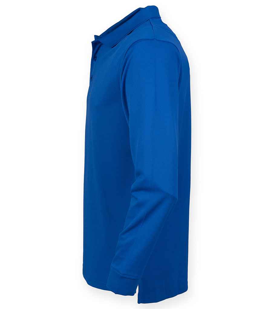 Henbury Unisex Long Sleeve Coolplus® Piqué Polo Shirt Royal Blue