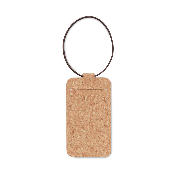 Cork luggage tag with cover