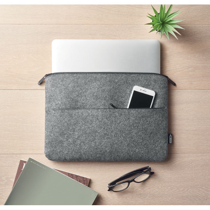 RPET felt zipped laptop bag 14" Grey