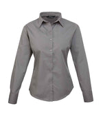 Premier Ladies Long Sleeve Poplin Blouse Dark Grey