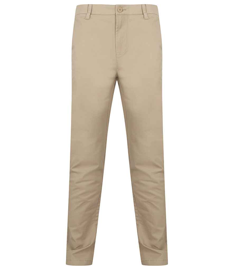 Henbury Stretch Flex Waistband Chino Trousers Stone