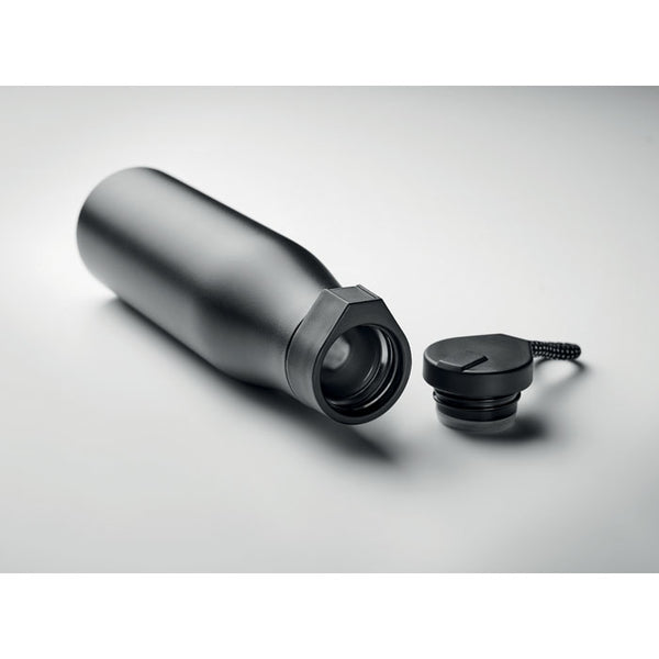 Ashlan Double Wall Vacuum Insulated Stainless Steel Black Water Bottle with Magnetic Lid & Handle - 600ml Black