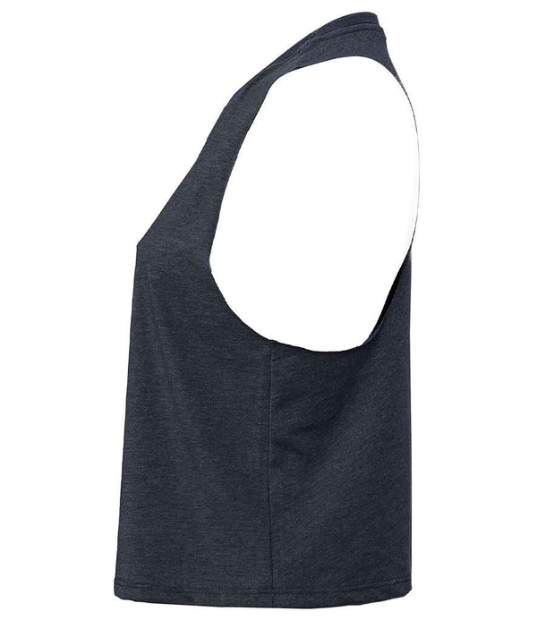 Bella Ladies Racer Back Cropped Tank Top Heather Navy