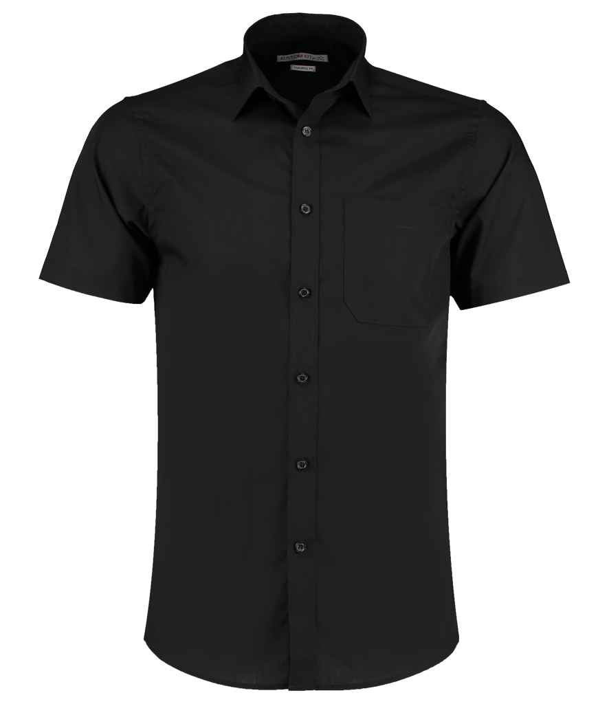 Kustom Kit Short Sleeve Tailored Poplin Shirt Black