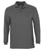 SOL'S Winter II Long Sleeve Cotton Piqué Polo Shirt Charcoal Marl