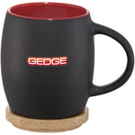Branded Hearth 400 ml ceramic mug with wooden coaster/lid