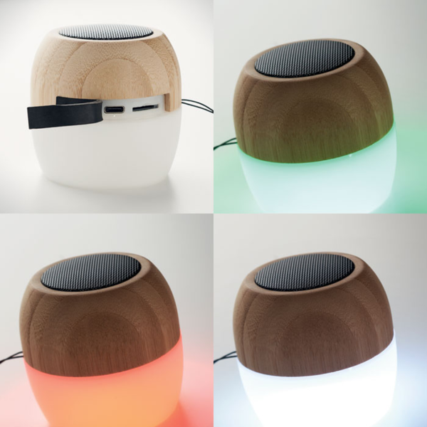 Branded 5.0 wireless bamboo speaker with Lights