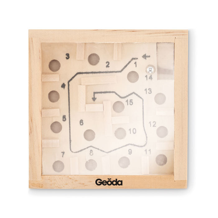 Branded Pine wooden labyrinth game