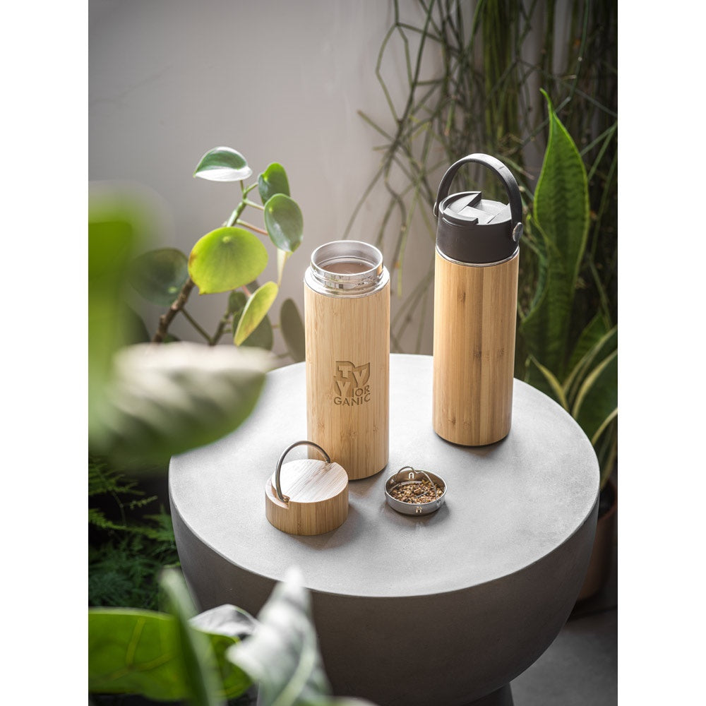 LAVER. Thermos bottle in bamboo, stainless steel and PP 440 mL