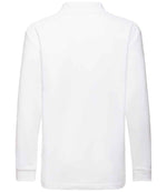 Fruit of the Loom Kids Long Sleeve Poly/Cotton Piqué Polo Shirt White
