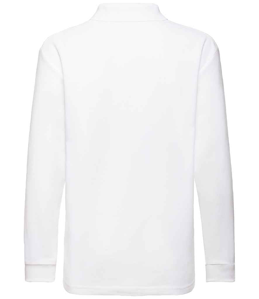 Fruit of the Loom Kids Long Sleeve Poly/Cotton Piqué Polo Shirt White