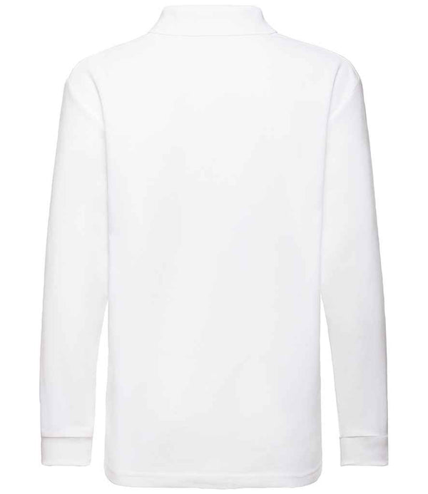Fruit of the Loom Kids Long Sleeve Poly/Cotton Piqué Polo Shirt White