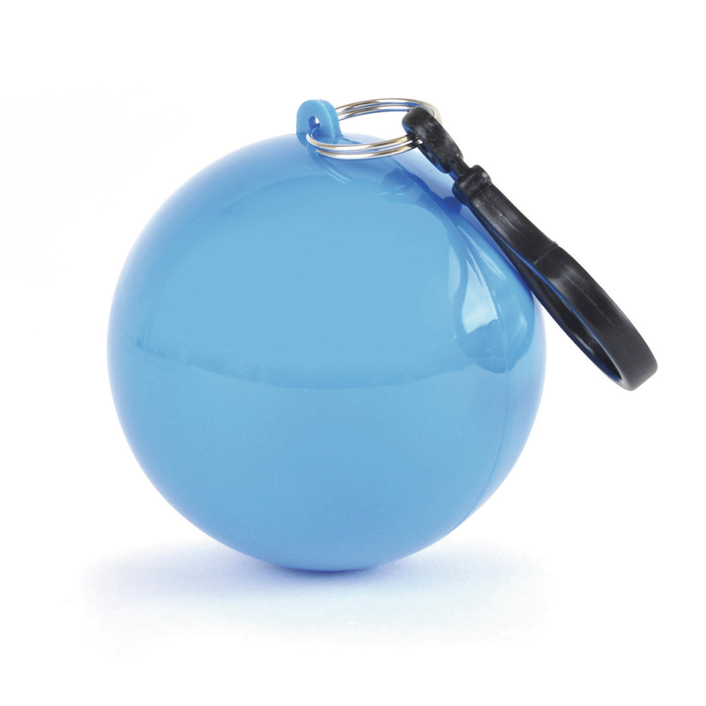 Branded White Poncho In Plastic Ball with Split Ring Keyring