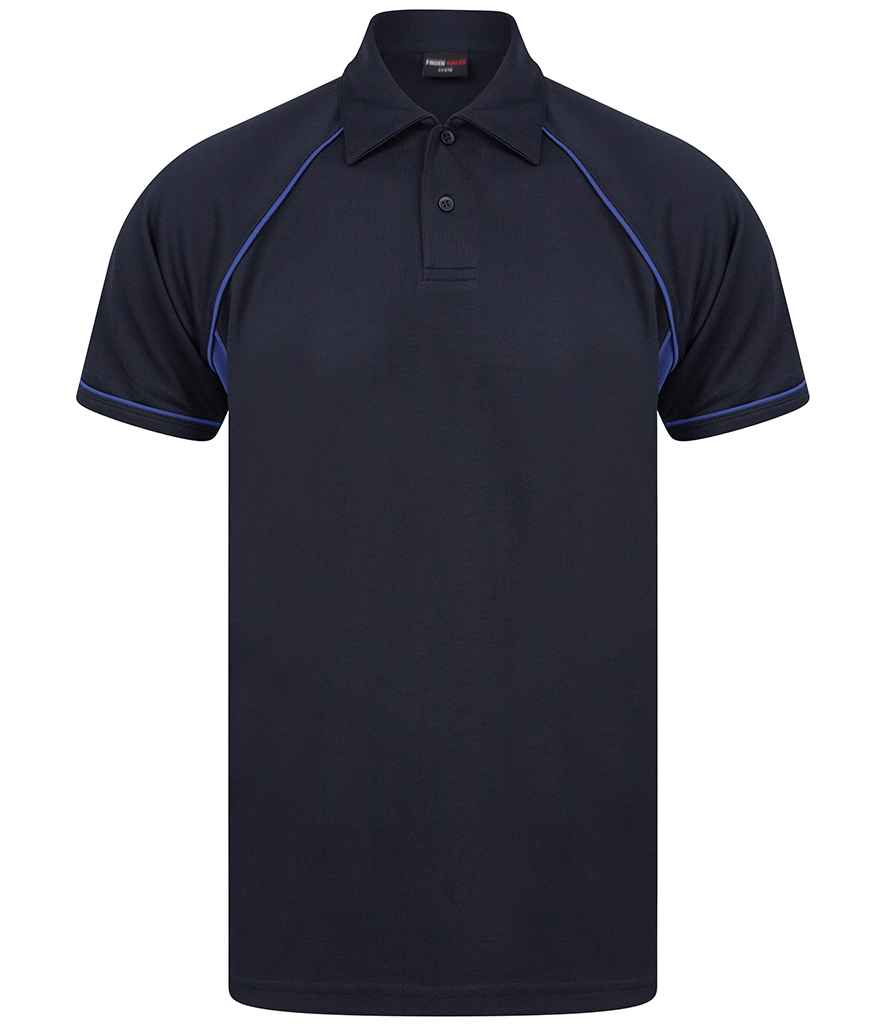 Finden + Hales Performance Piped Polo Shirt Navy/Royal Blue