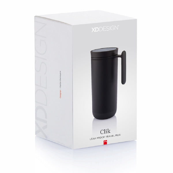 Branded Clik leak proof travel mug