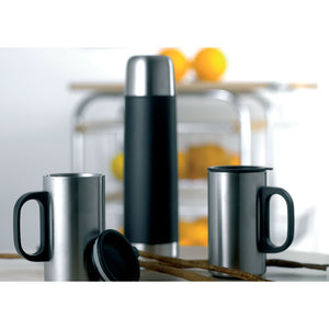 Insulation flask with 2 mugs