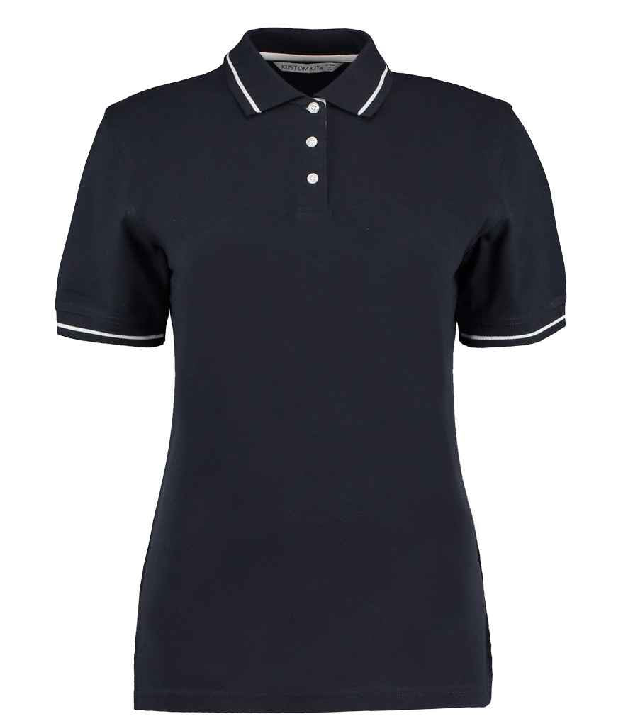 Kustom Kit Ladies St Mellion Tipped Cotton Piqué Polo Shirt Navy/White