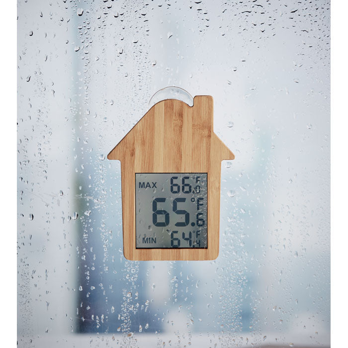 Branded House Shaped Bamboo weather station