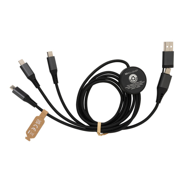 Branded Terra RCS recycled aluminium 120cm 6-in-1 cable