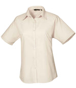 Premier Ladies Short Sleeve Poplin Blouse Natural