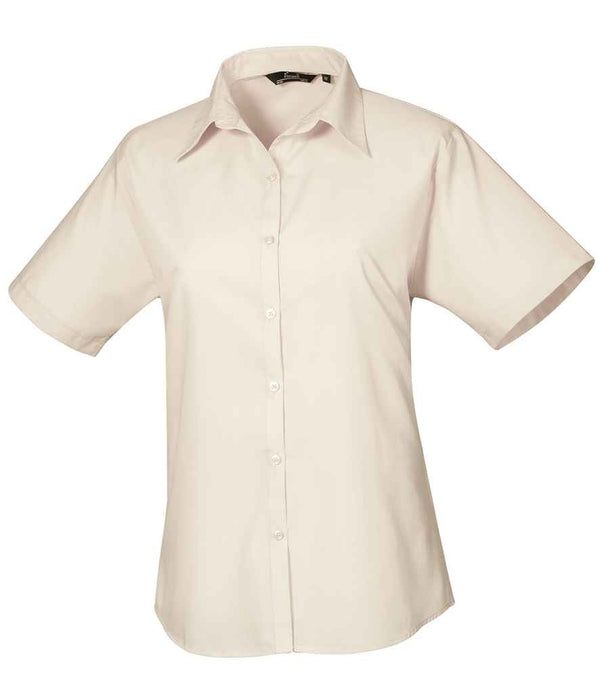 Premier Ladies Short Sleeve Poplin Blouse Natural