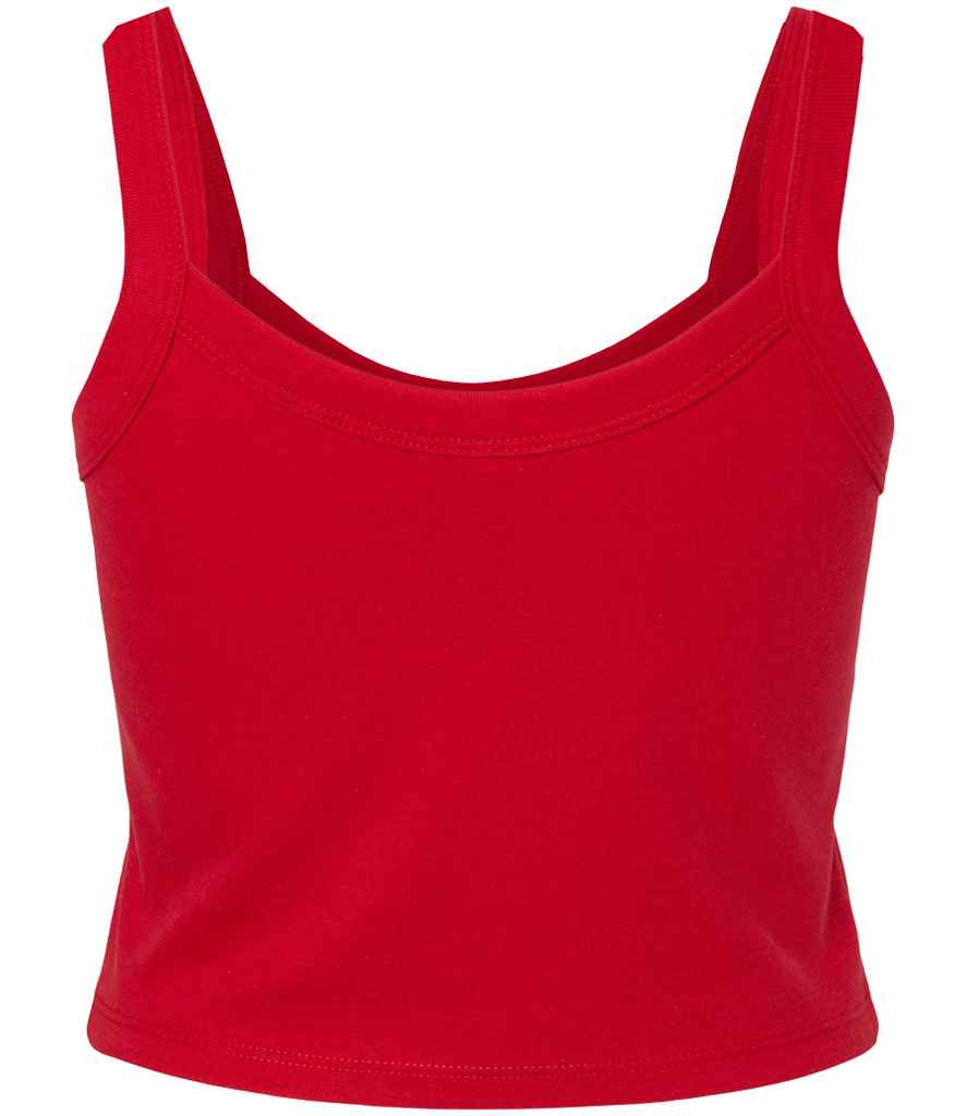 Bella Ladies Micro Rib Spaghetti Strap Tank Top Solid Red Blend