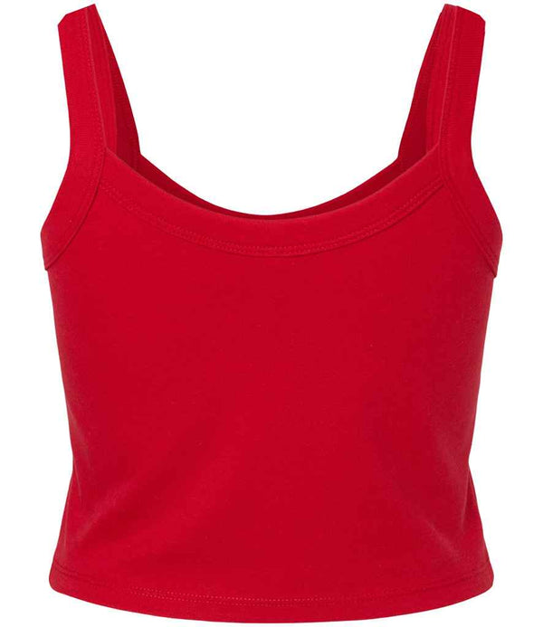 Bella Ladies Micro Rib Spaghetti Strap Tank Top Solid Red Blend