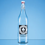Branded 1ltr Round White Cap Swing Top Bottle