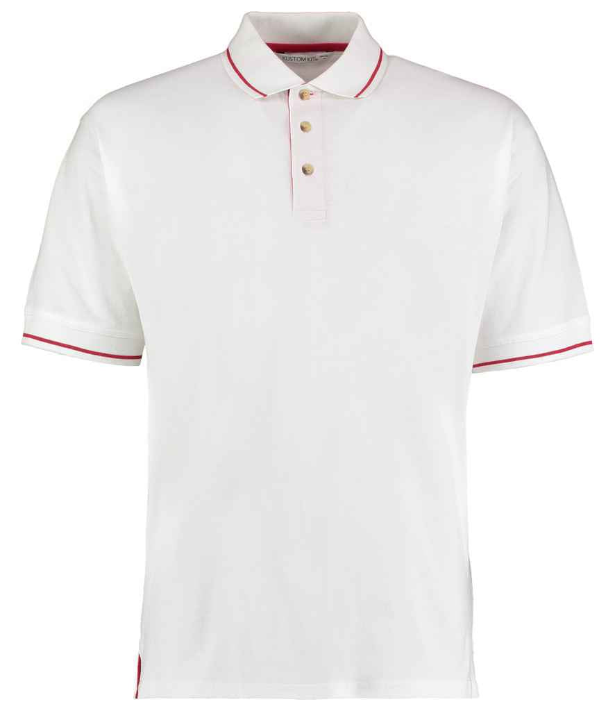 Kustom Kit St Mellion Tipped Cotton Piqué Polo Shirt White/Red
