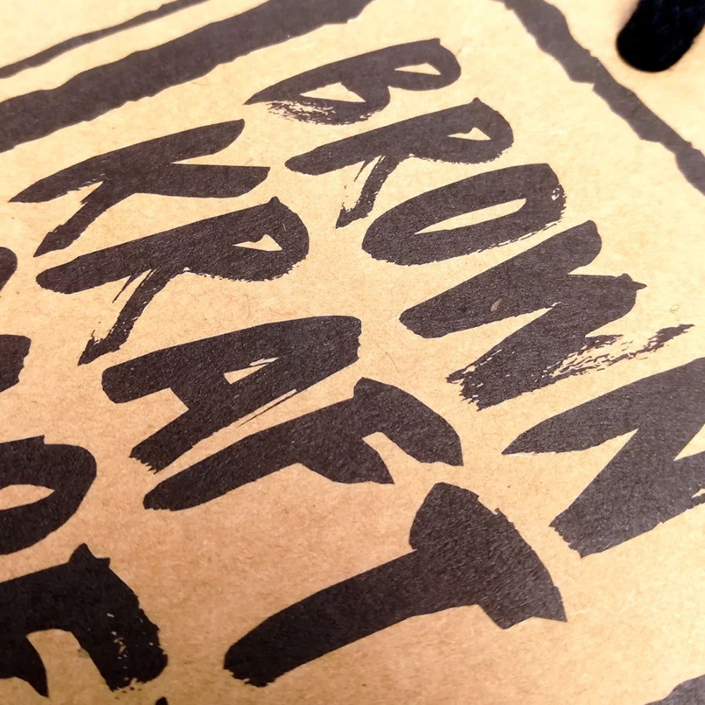 Small Unlaminated Brown Kraft Bag with Black Standard Length Cotton Handle