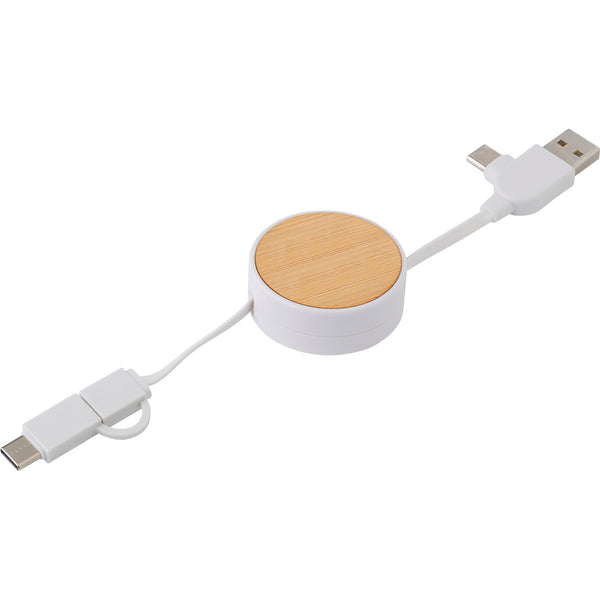Branded Briggeford Bamboo extendable charging cable