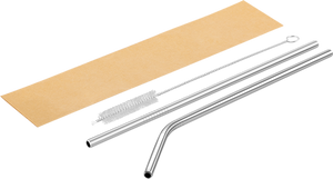 Reusable Metal Straws Set in Paper Sleeve