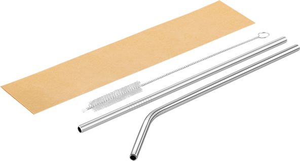 Branded Reusable Metal Straws Set in Paper Sleeve