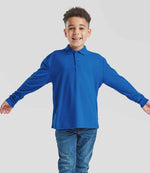 Fruit of the Loom Kids Long Sleeve Poly/Cotton Piqué Polo Shirt Royal Blue